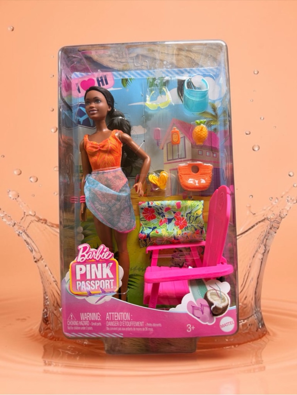 Barbie Pink Passport Beach Doll w/ Chair Accessories 🌴